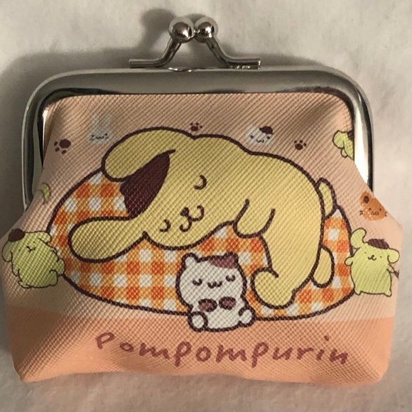Hello Kitty PomPomPurin  coin purse small peach. 4” ”WX 3-1/“H - Picture 2 of 4
